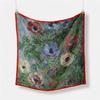 Twill Silk-like Small Square Scarf with Oil Painting Design: Vintage Style Hair Band Scarf Neck Warmer for All-around Use