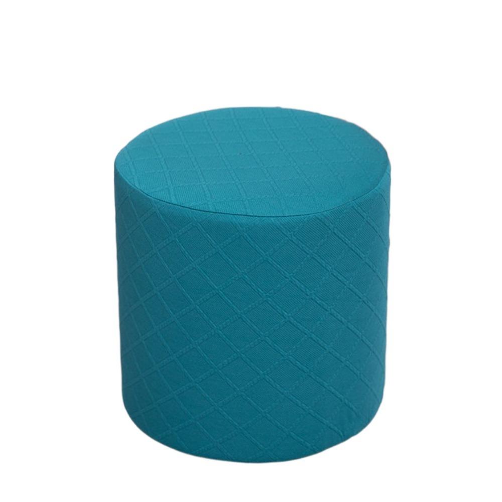 New Solid Color Jacquard Ottoman Cover Round Soft Square Stool Cover Elastic Footrest Slipcover Home Decor