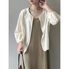Round Neck One Button Sun Shirt Women's Spring and Summer Loose Cardigan Seven-tenths Sleeve Cardigan