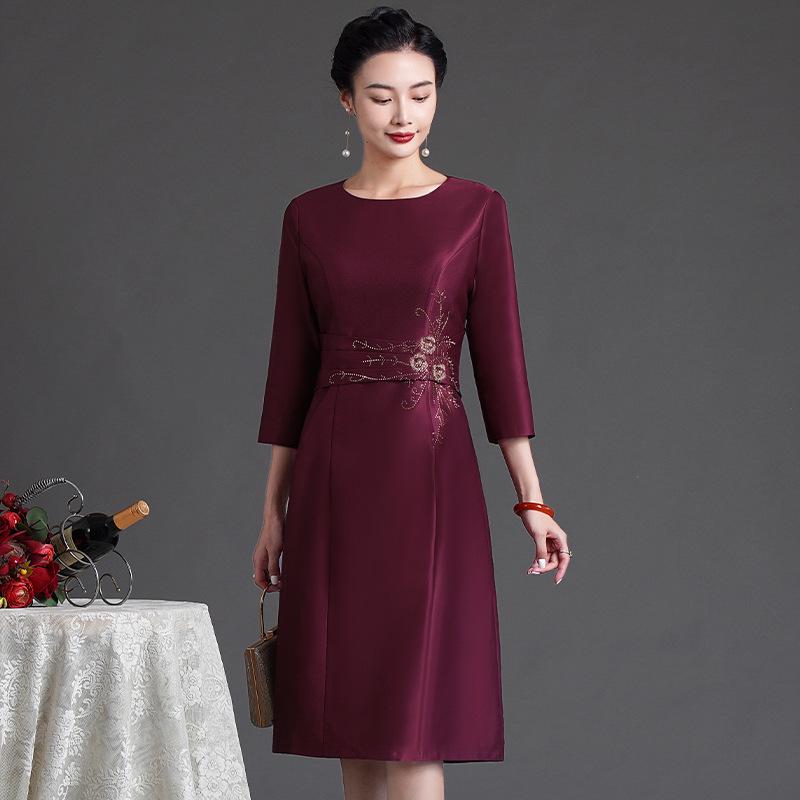 L10486 Spring High-End Plus Size Mother of the Bride A-Line Slimming Dress