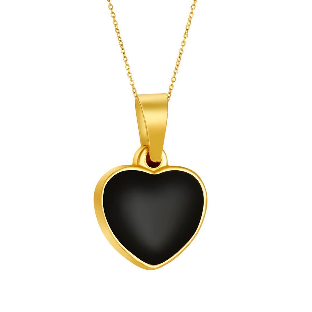 Heart-shaped Enamel Pendant Necklace: Light Luxury, Fresh Style, LUCKY Stainless Steel 18K Clavicle Necklace for Women