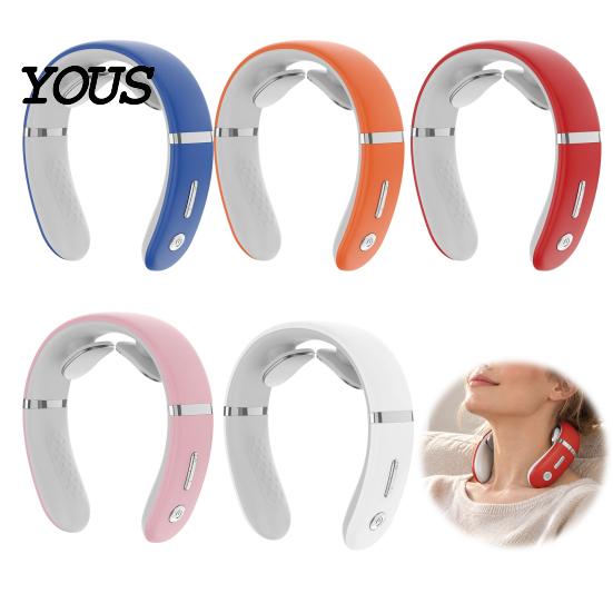 Hands Free Neck Massager Portable with Heat, Electric Massage Device for Pain Relief, 10 Modes Rechargeable & 16 Intensity Levels, Lightweight
