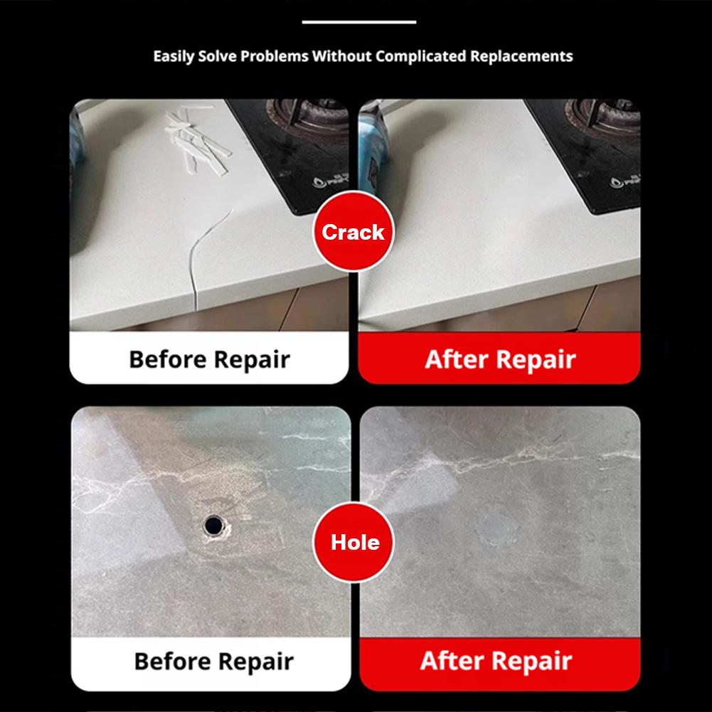 Ceramic Tile Repair Paste, Dual-Tube Dispenser Tile Repair Paste, Glossy Finish Waterproof Filler for Tile Cracks & Holes