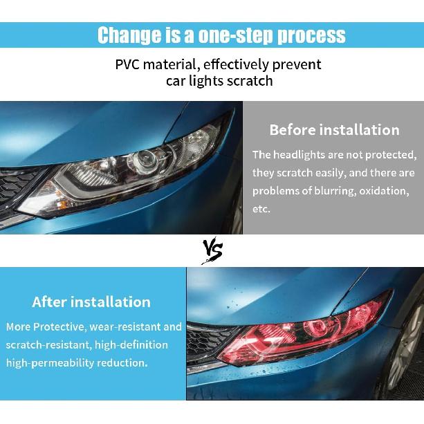 11.88×48 Inches Car Light Self-Adhesive Tint Film Brake Light Headlight Tail Light Fog Light Car Vinyl Wrap Protector Film Auto Modification Cover