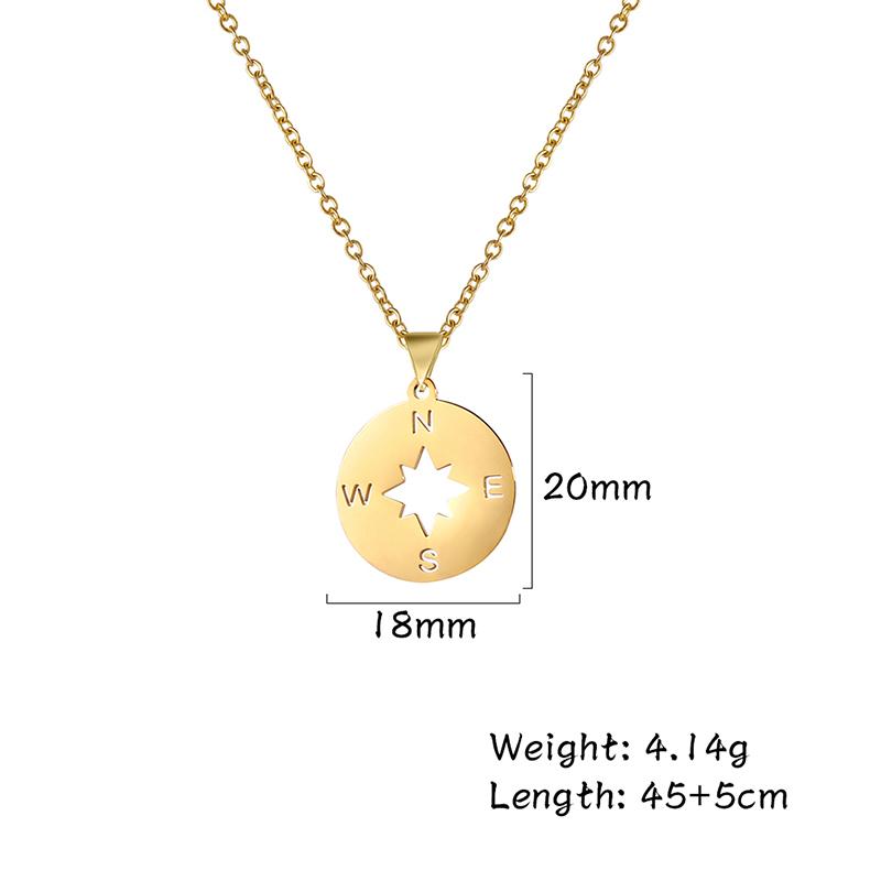 Cazador Round Compass Pendant Necklace Gold Color Stainless Steel Necklaces for Women Men Jewelry 2026 Birthday Gift Wholesale