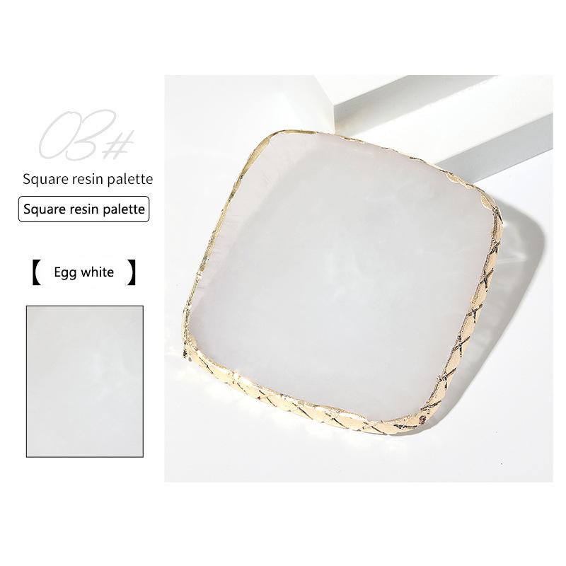 1pc Round/Square Painted Gel Polish Palette Natural Resin Onyx Display Board Holder Practice Nail Art DIY Tools