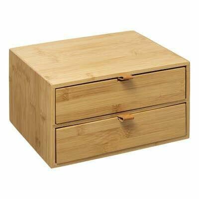 Bamboo Case With 2 Drawers With Handles