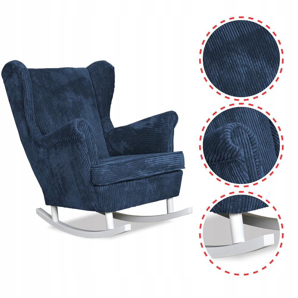 Bonito Rocking Chair, Scandinavian, Family Meble, Corduroy, Blue
