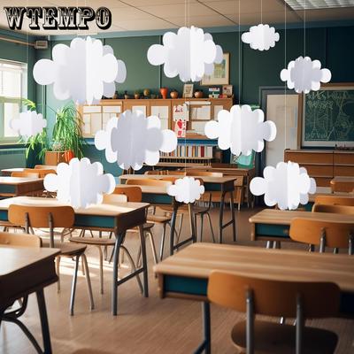 16 pièces Décoration Nuage 3D pour Salle de Classe à Suspendre au Plafond Décoration de Fête Ornement Nuage Artificiel à Suspendre Plafond Mur Décoration à Suspendre
