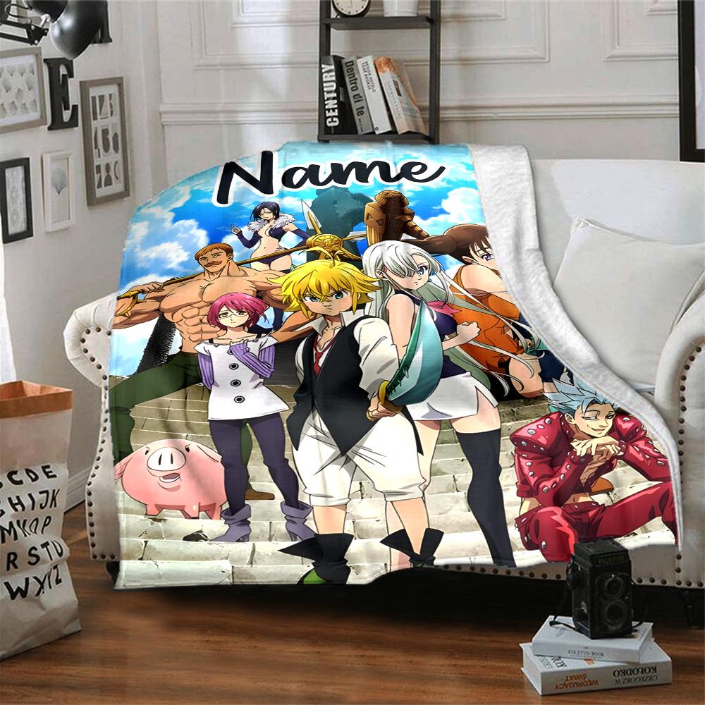 Customizable Seven Deadly Sins1 Throw Blanket – Personalized Name, All-Season Cozy Snug Blanket, Machine Washable, Personalized Blanket