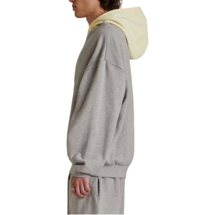 Fear of God Essentials Nylon Fleece Hoodie Dark Heather Oatmeal/Garden Yellow Men Tops Grey 202SP244311F