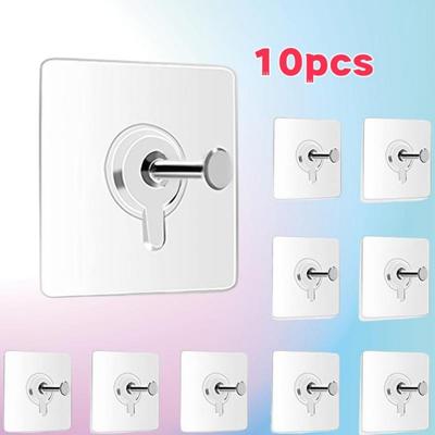 1PACK/10 Self-Adhesive Picture Hooks No Drilling Required for Photos and Posters - Strong Adhesive Hooks for Wall Decoration