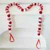 Christmas Felt Ball Garland Plush Wool Felt Ball Bead Garland Red White Pompom Bunting Banner for Xmas Tree Holiday Party Decor
