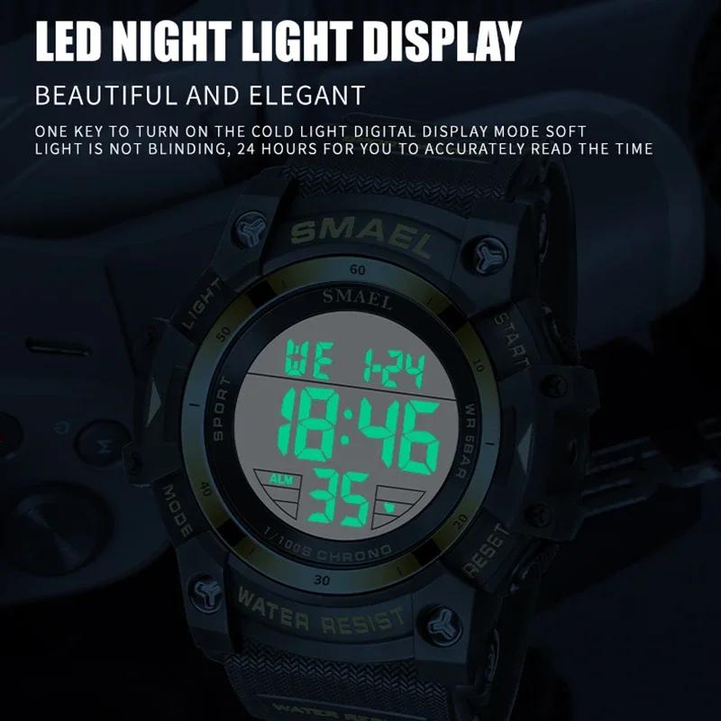 SMAEL 8123 Swimming Sport Watches for Men Alarm Clock Stopwatch Digital Watch LED Sports Watches Men's Wristwatch 50m Waterproof