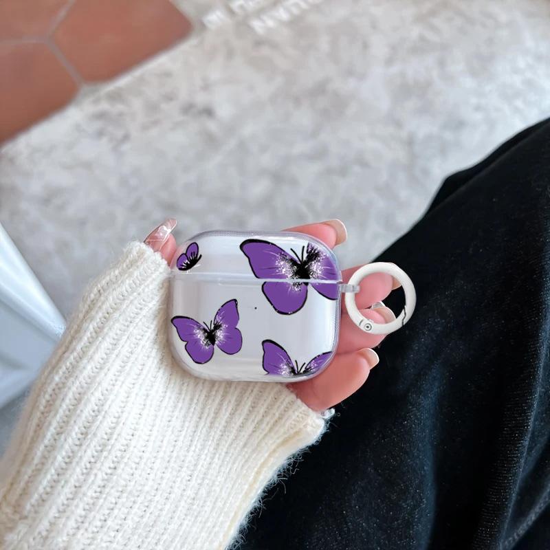 Purple Butterfly Pattern Protective Case for AirPods 1 1, AirPods Pro Pro1 Pro1