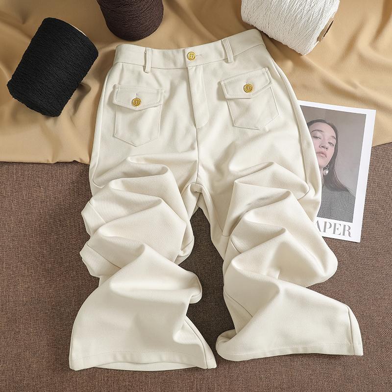 DIMANAF 2025 Autumn Winter Plus Size Women Pants Office Lady Long Pants Oversized Loose Casual Bottoms