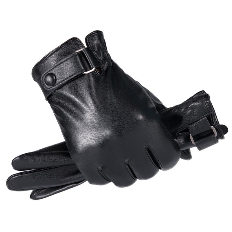 Men's Winter Waterproof Leather Gloves: Fleece-Lined, Windproof, Touchscreen-Compatible for Riding