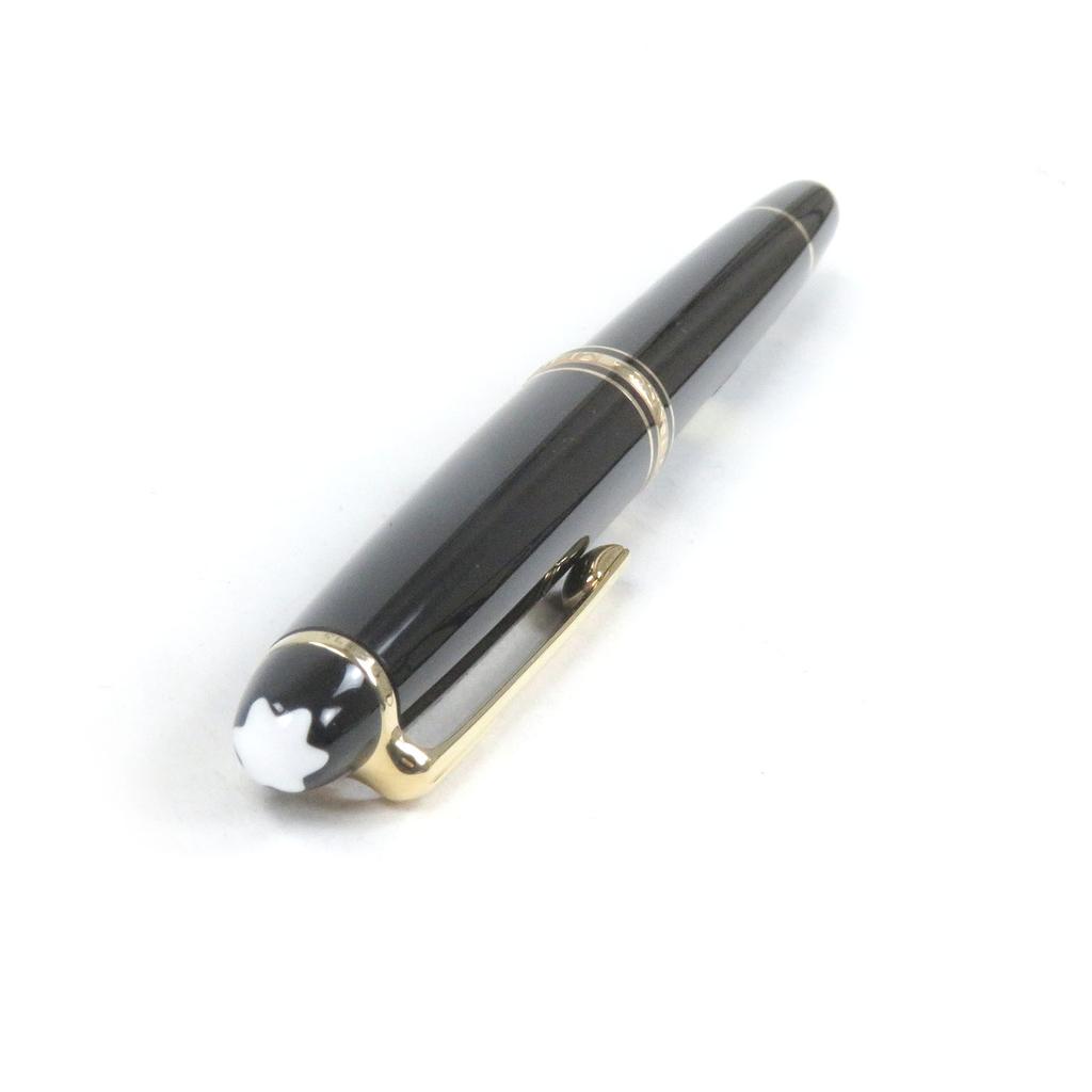 Great MONTBLANC Fountain Pen Meisterstck Classic Cap Type Black Gold 14K Mens Used