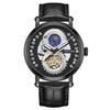 PINTIME Luxury Gold Stainless Watch Dragon Skeleton Mechanical Watch Men Moon Phase Tourbillon Wristwatch