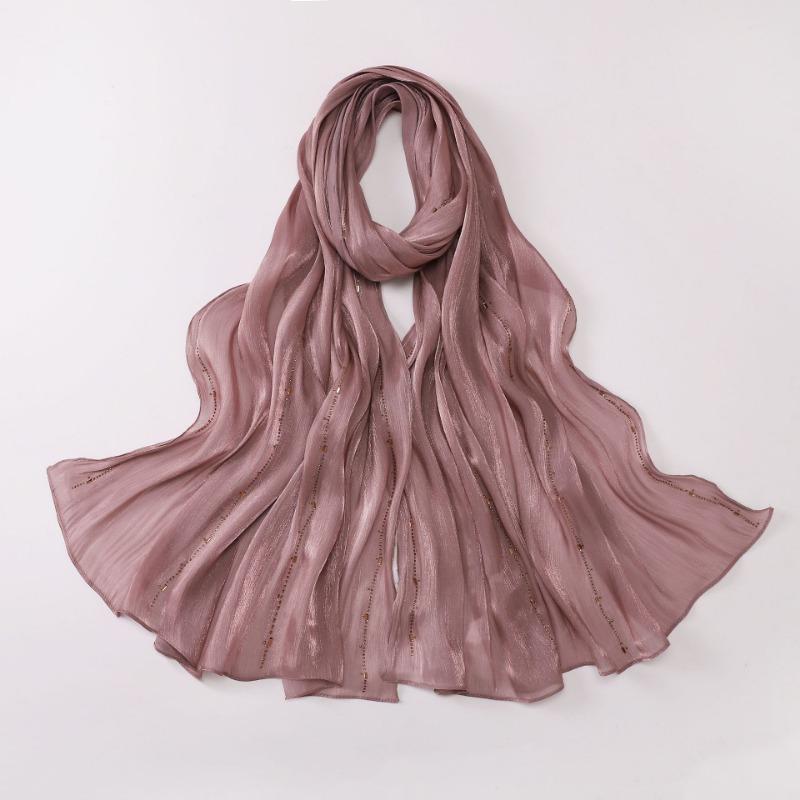 Ethnic Line Rhinestone Long Gauze Malay Headscarf Shiny Scarf