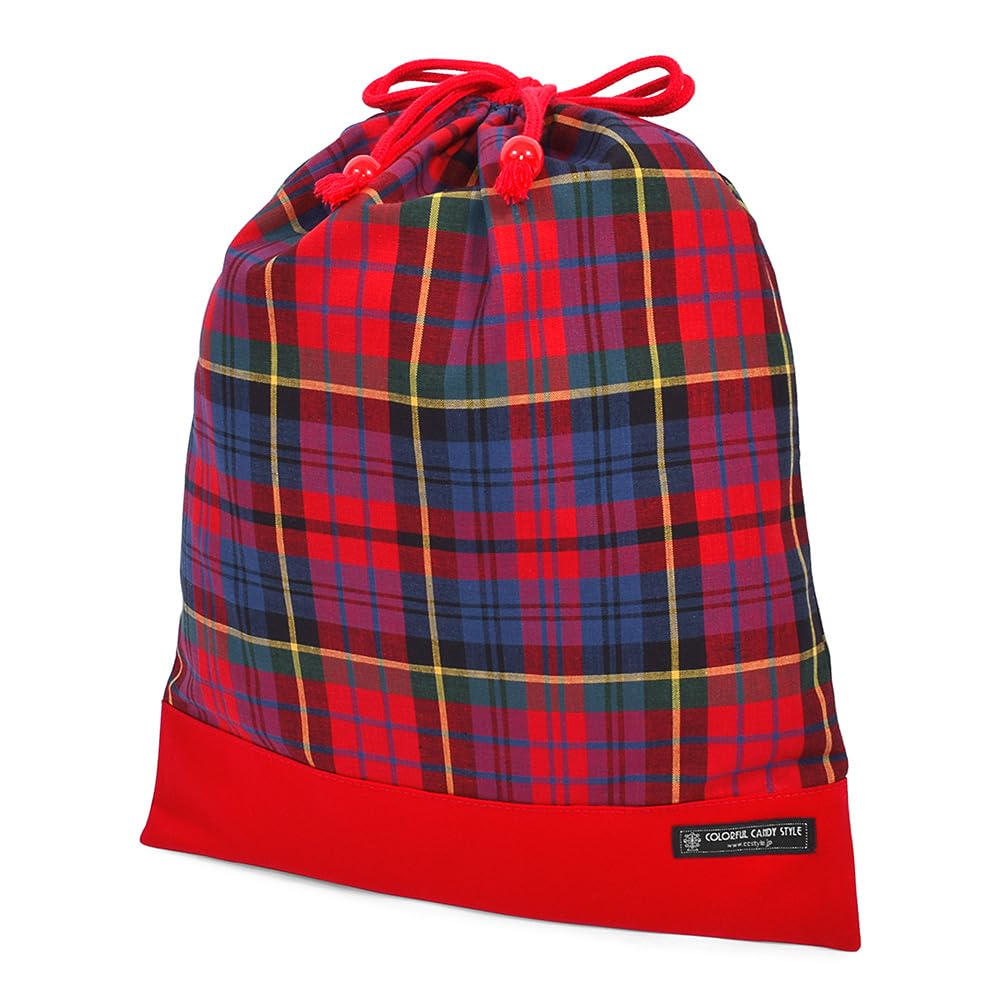 

COLORFUL CANDY STYLE Gym Clothes Bag for Large Drawstring Perfect for Elementary School Large Change of Tartan Check and N3381700 Girls, Bag,
