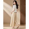 D.F.DEAR Elegant Printed Shirt & Wide-Leg Pants Set