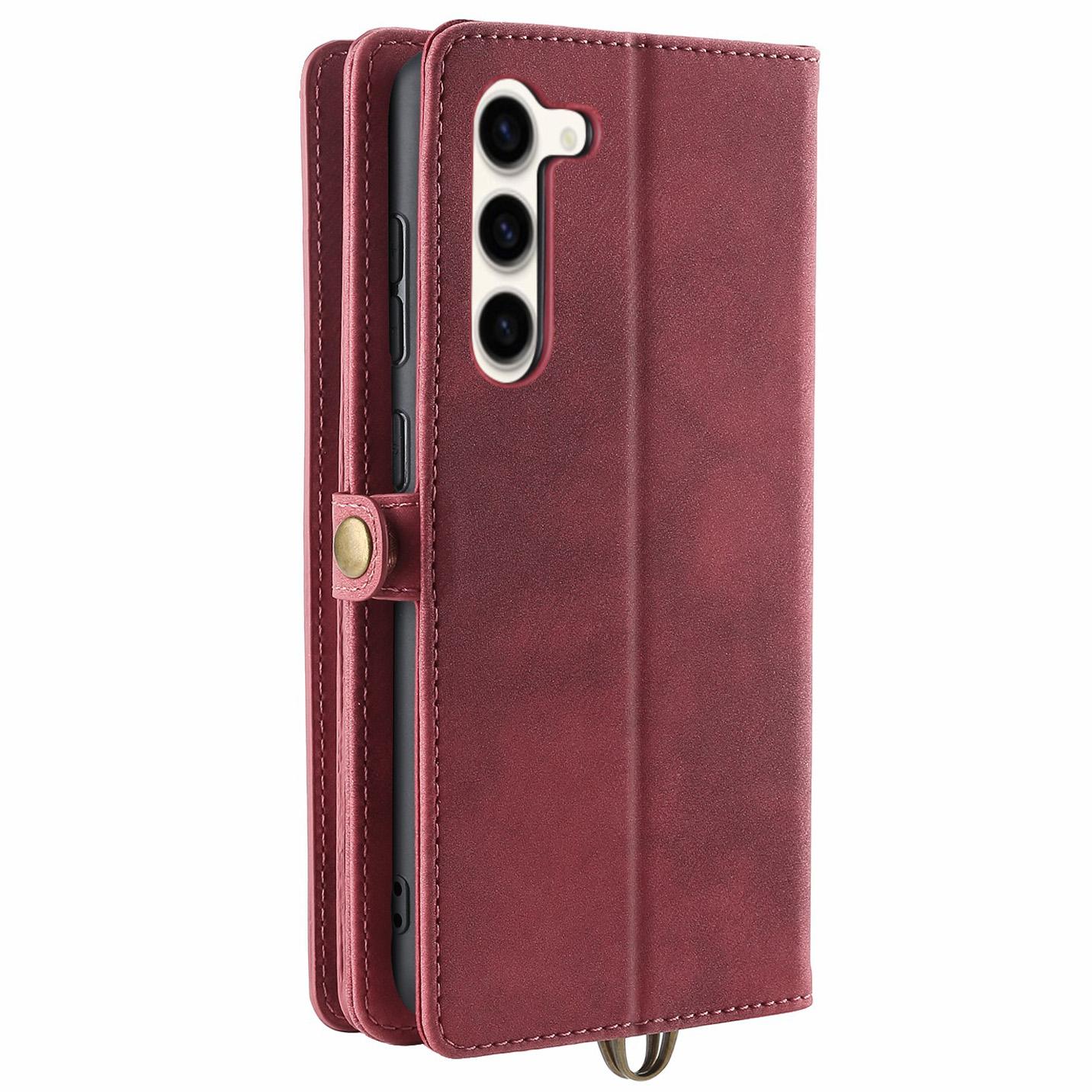 

MEGSHI 021 Series For Samsung Galaxy S23 Phone Stand Cover Removable Leather Shell Wallet Magnetic Phone Case Red