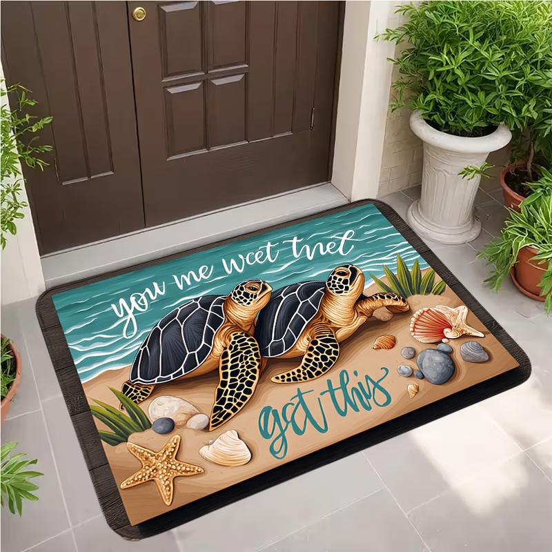 3D Ocean View Doormat Realistic Underwater Coral and Fish Print with Broken Wall Effect Non Slip Floor Mat for Fun Home Decor