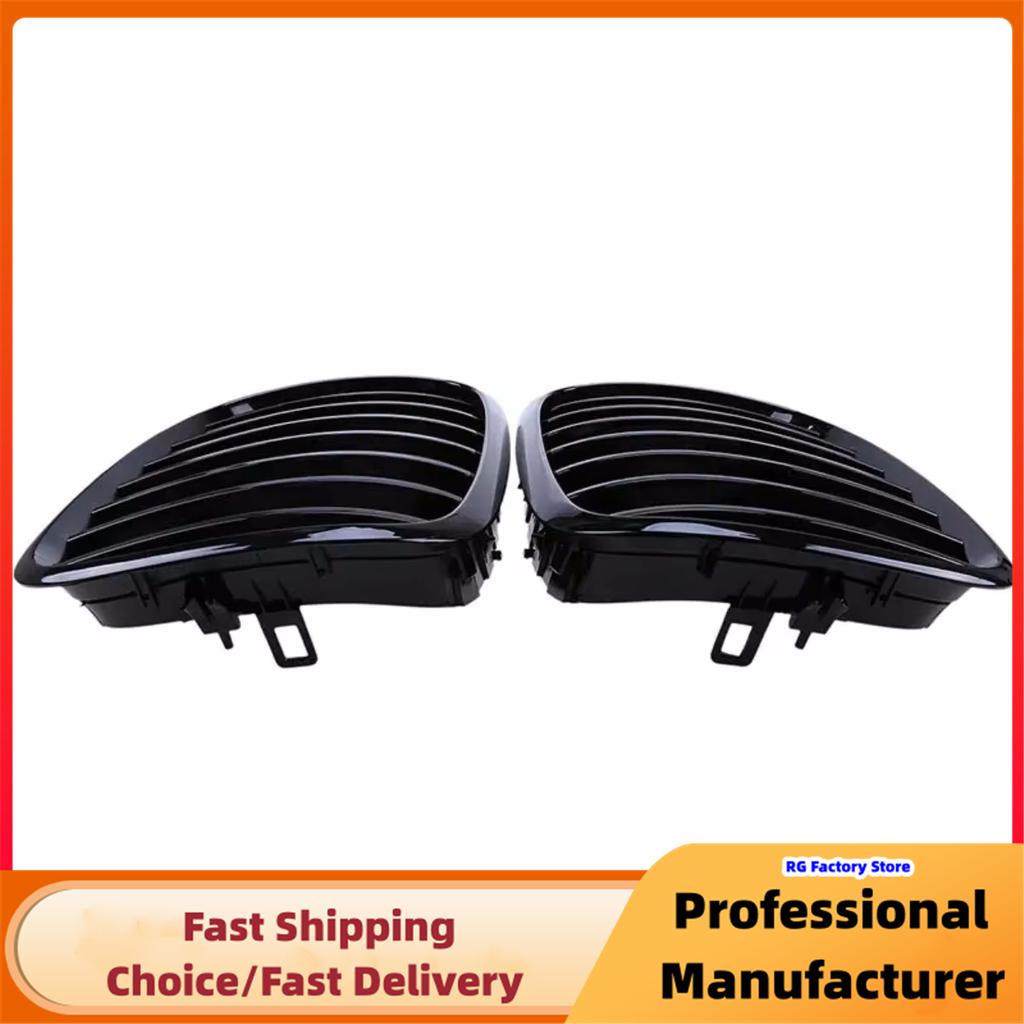 Single Slat Gloss Black Racing Grill Cover For BMW E70 E71 X5 X6 2007-2013 Front Bumper Kidney Sport Grille