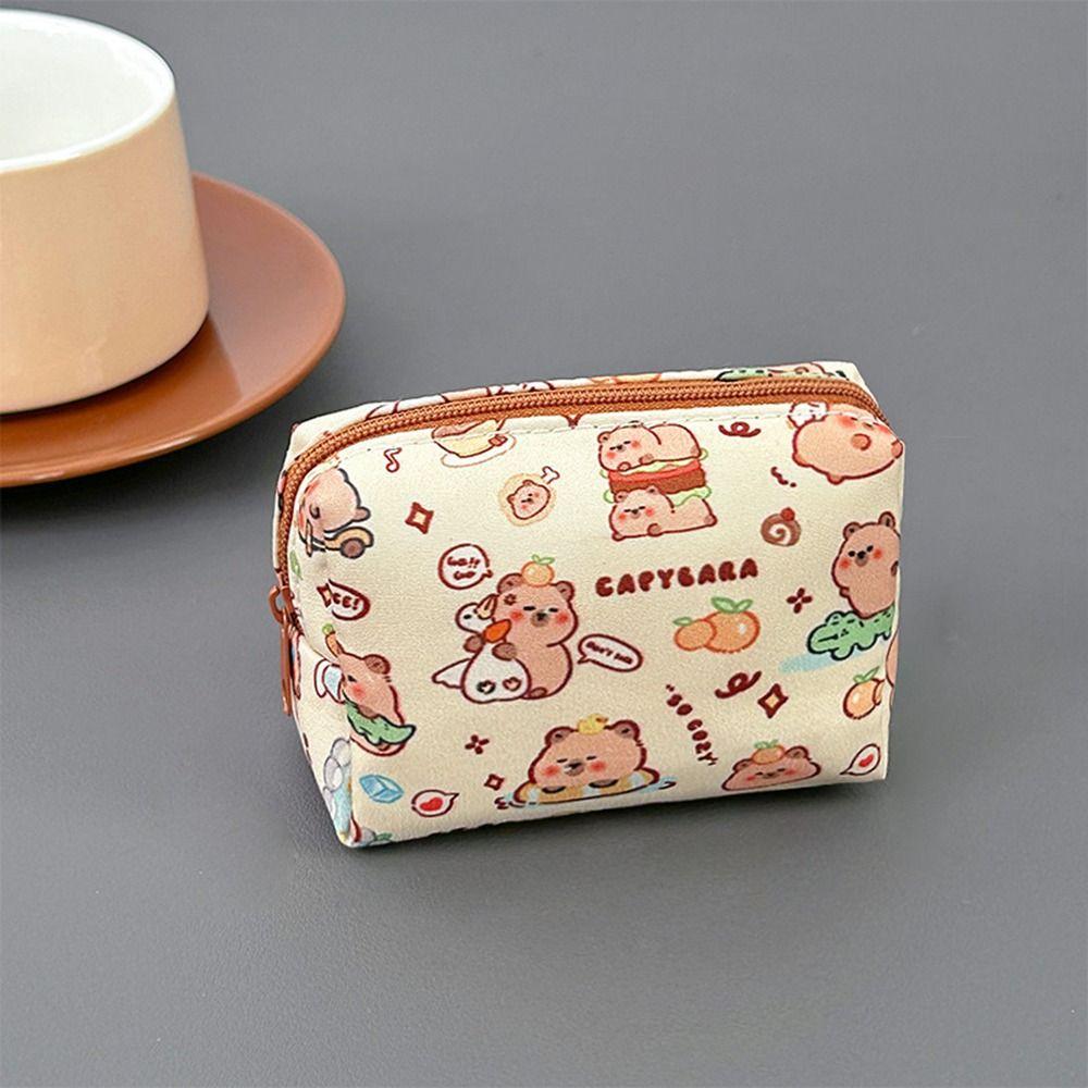 Cute Capybara Coin Purse Portable Waterproof Storage Bag Cartoon Mini Key Bag Small Wallet