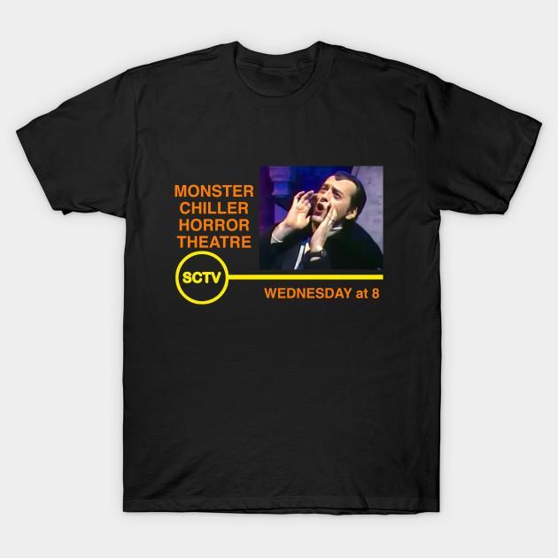 

Men Black Print T-shirt Monster Chiller Horror Theatre Sctv Count Floyd No-Cut Transfer Paper Print Cotton Tshirt 4XL чорний