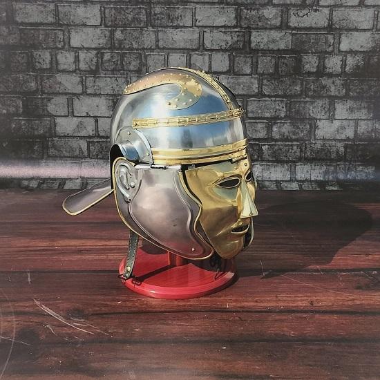 Roman Spartan Knight Helmet  Medieval Steel Armor Helmet  Wearable LARP SCA Costume  Cosplay Battle Helmet  Handmade Armor