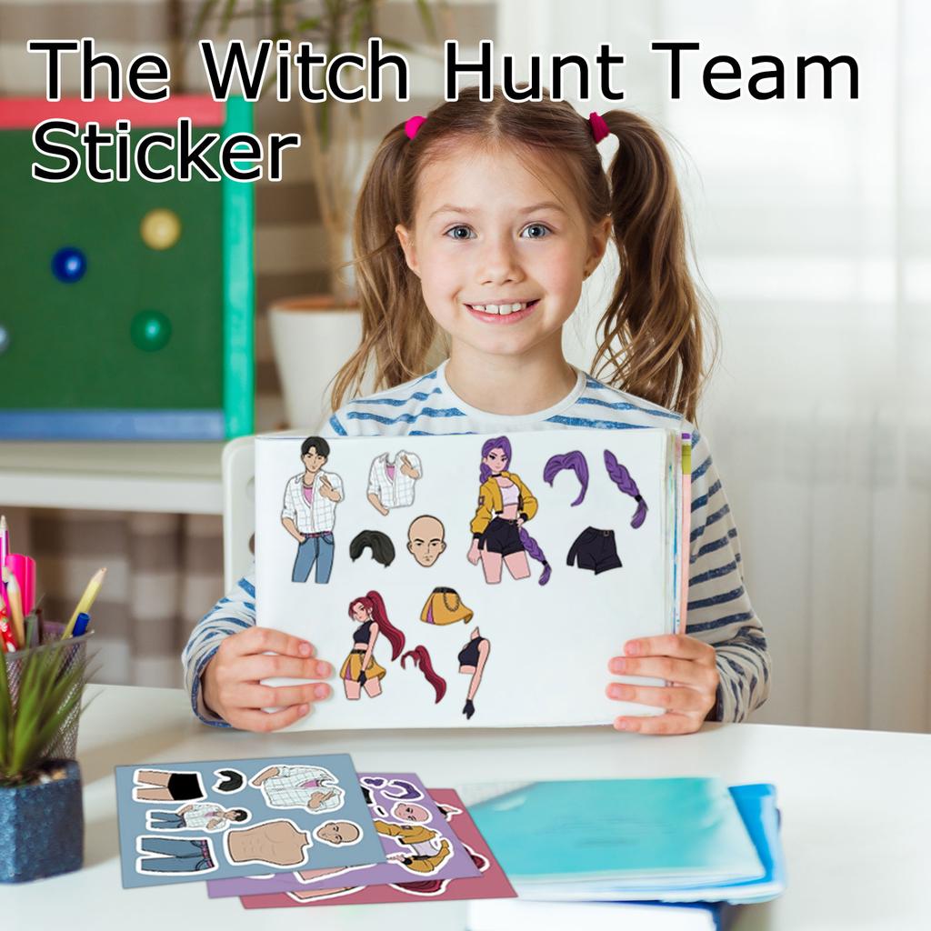 8 Pieces Of Witch Girl Group Stickers Hand Account Cutting Film Package Handmade Decorative Stickers