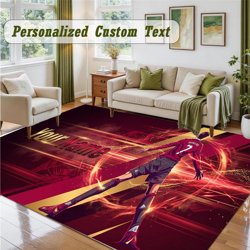 Crystal Velvet Square Rug Custom NameCristiano Ronaldo Pattern Non Slip Home Floor Decor Rug