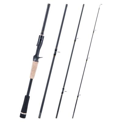 Goture Baitcasting EVA Carbon for Saltwater and Freshwater Sea Egging Rod, 2.1m 7ft, Grip, 4-Piece Fiber, Lightweight, Portable, Fishing, Bass,