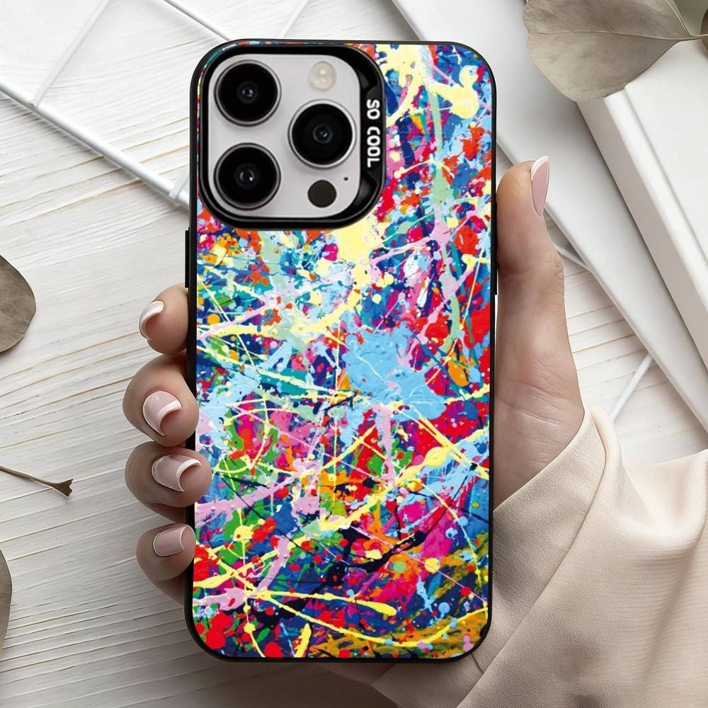 Cool C-Colorful G-Graffiti Phone Case For iPhone17,16,15,14,13,12,11 Plus,Pro Max Candy Silver Plated Inside Cover