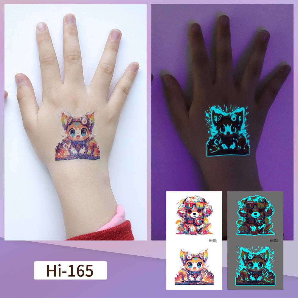 Rikalong Blaue Leuchtende Tattoo-Aufkleber: Niedliche Tierdesigns für Haustiere & Festivals