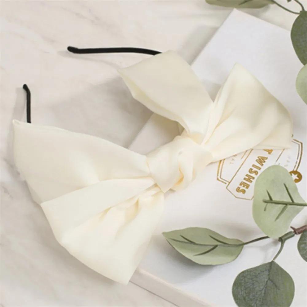 Large ribbon headband, ivory summer hairband, hair accessory