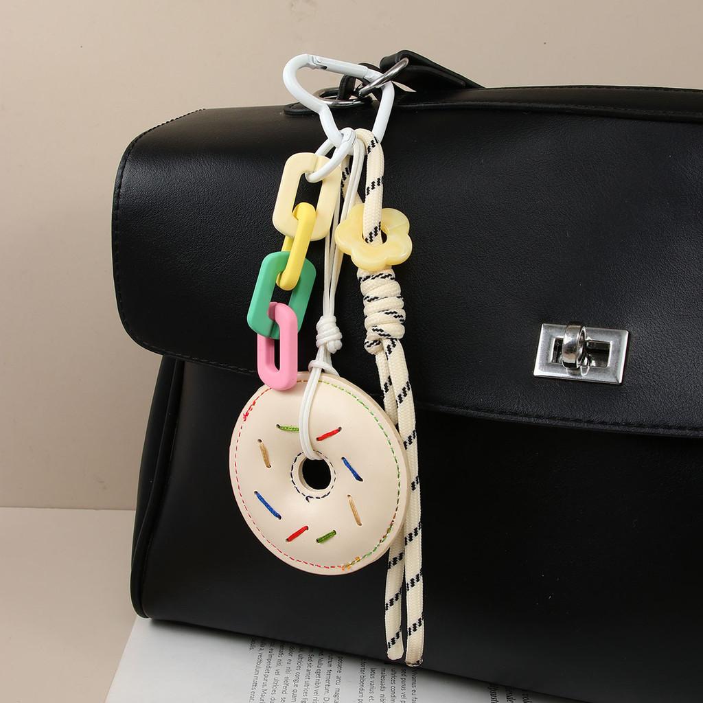 Miu Sweet Style Pu Leather Donut Bag Charm Keychain For Fashion Accessories