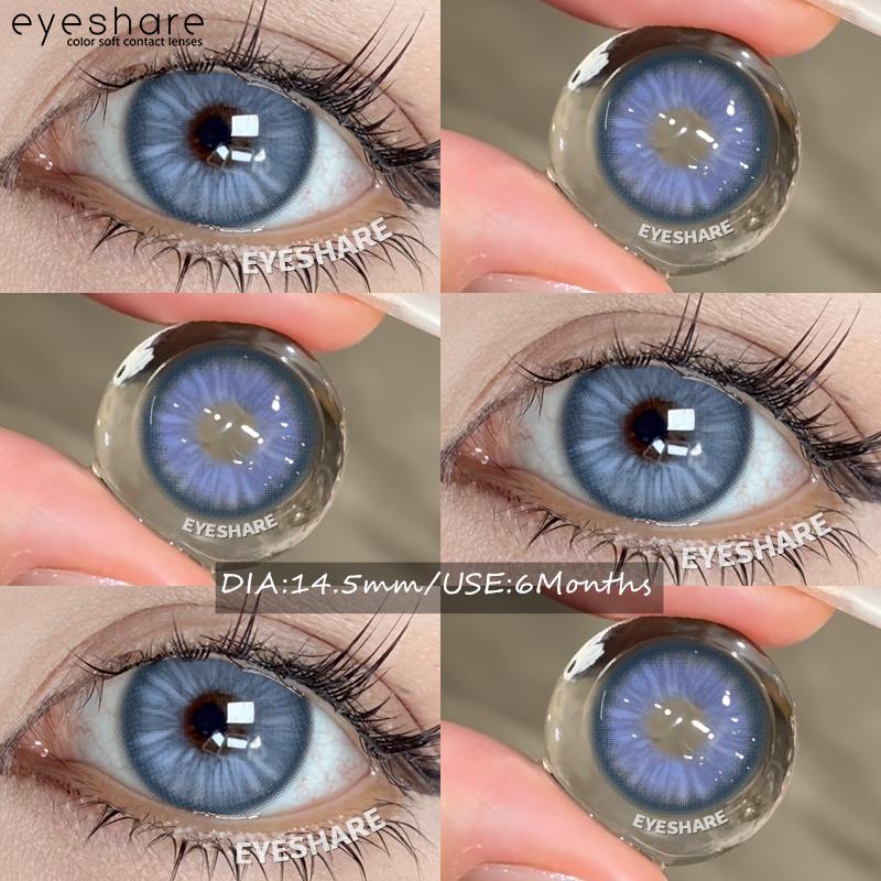 Eyeshare 2pcs NEW Colored Contact Lenses Fashion Blue Eyes Lenses Gray Beauty Pupils Brown Eyes Contacts Green Lens 6 Months Use