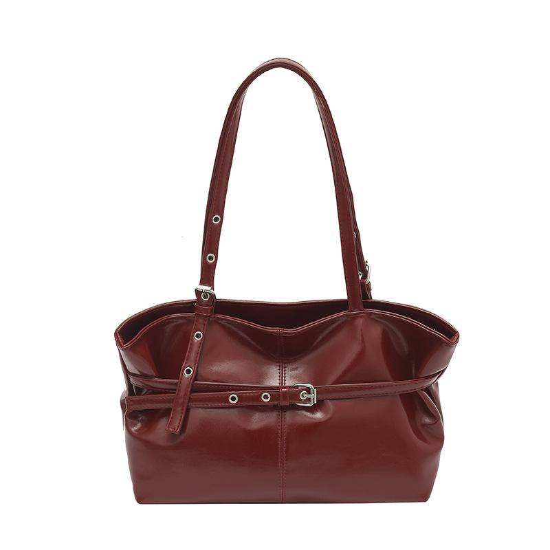 

Premium Retro Bag Women S Fashion Belt Buckle Shoulder Handbag Large Capacity Commuter Tote Bag красный