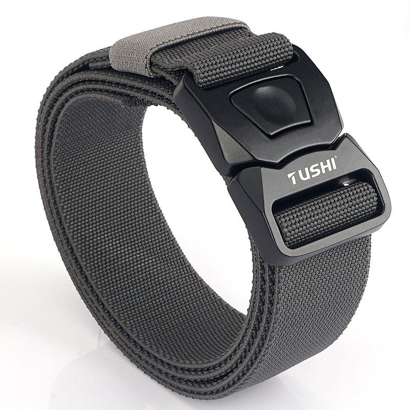 New Men'S Commuting Belt With Automatic Buckle Nylon Waistband, Outdoor Leisure Versatile Double-Layer Thick Belt