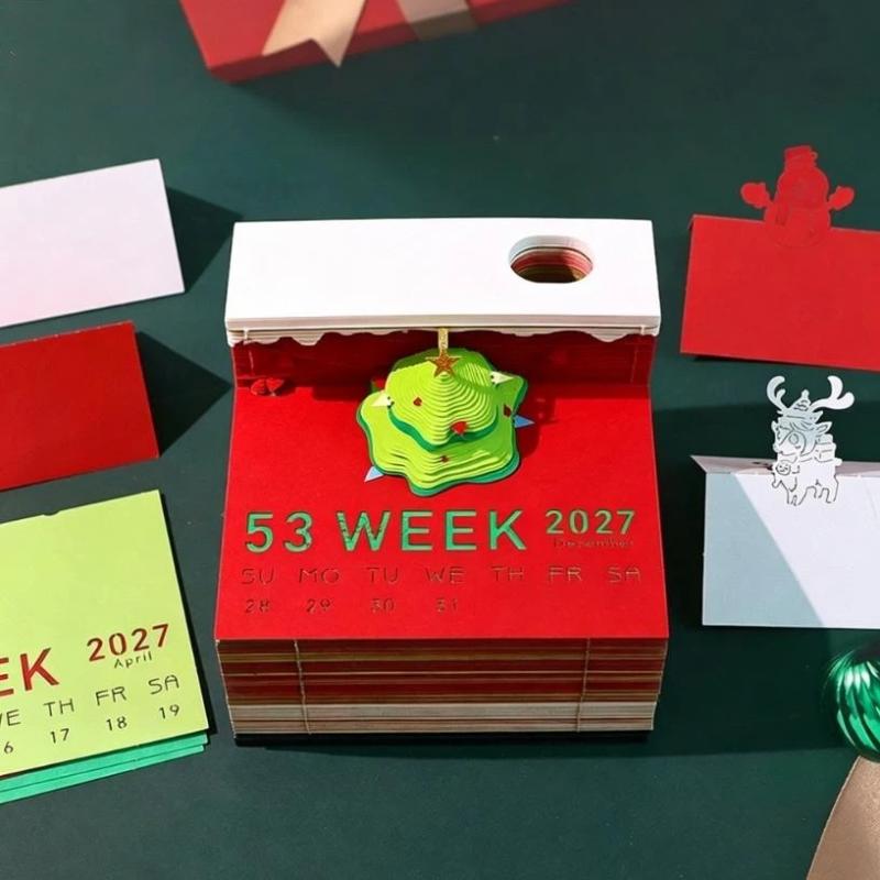 2027 Innovative Desk Calendar with Tear-away 3D and LED Light for Creative Spaces