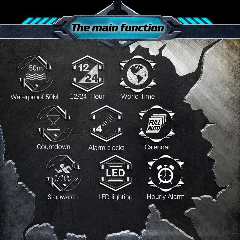 NORTH EDGE Herren Digitaluhr Retro Industrie Metall Stil Wasserdicht 50M Sport Uhren Für Männer Welt Zeit reloj de hombre