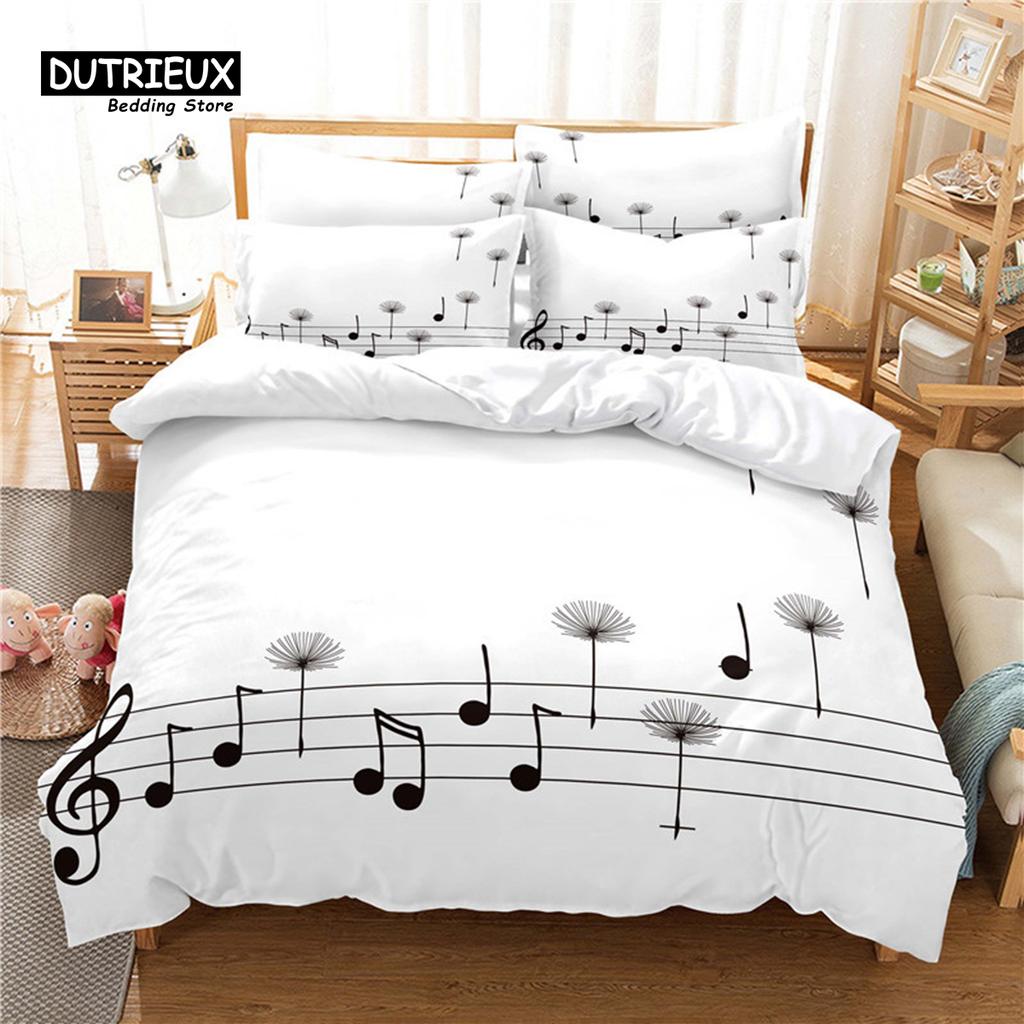 Music Duvet Cover Set, Fashion Bedding Set, Soft Comfortable Breathable Duvet Cover, For Bedroom Guest Room Decor