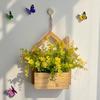 Wall Hanging Artificial Flower Pot for Living Room TV Background with Greenery Planter.