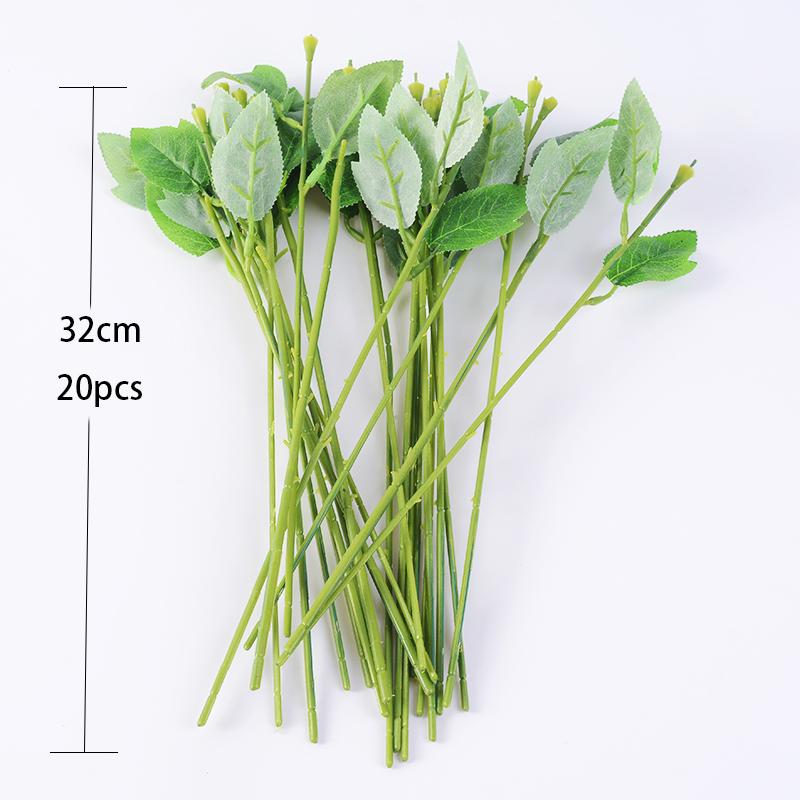 Green Artificial Flower Sighting Rod Vase Decor Stem Iron Wire Plant Wall For DIY Mother's Day Craft Supplies Rose Stick Pole