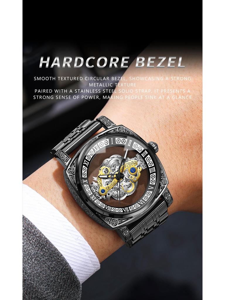 Binbang European & American Oversized Hollow Carved Men's Fashion Waterproof Casual Watch