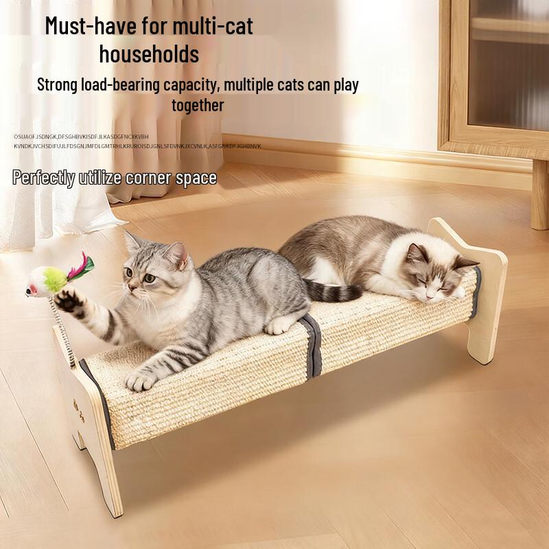 Massivholz Sisal Kratzbaum für Katzen mit Federmaus