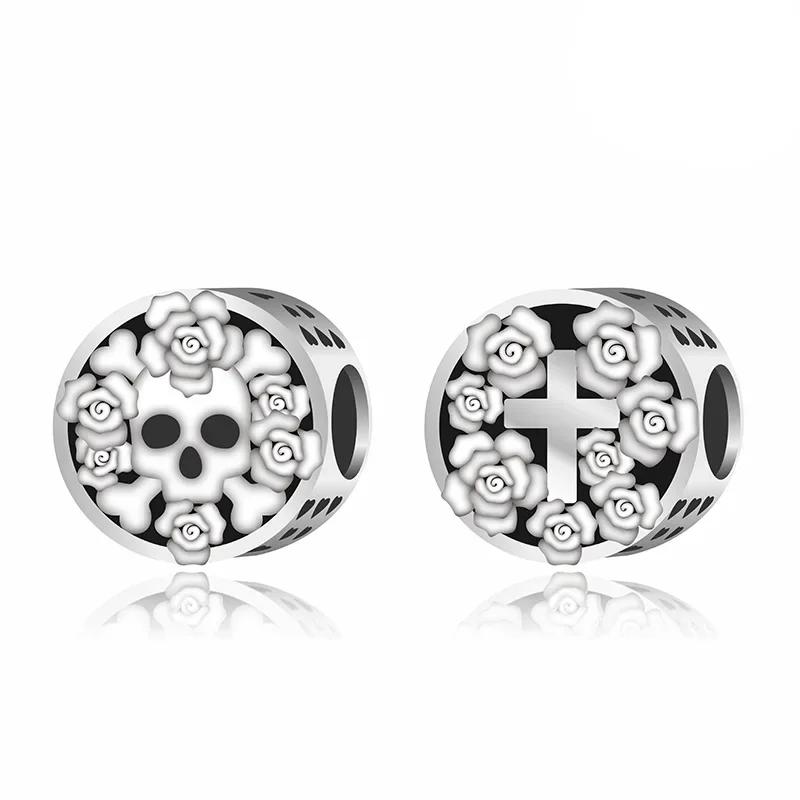 925 Silver Bat Witch Pumpkin Scream Skull Spider Moon Bead Fit Pan Charms Bracelet For Making Women Halloween Berloque